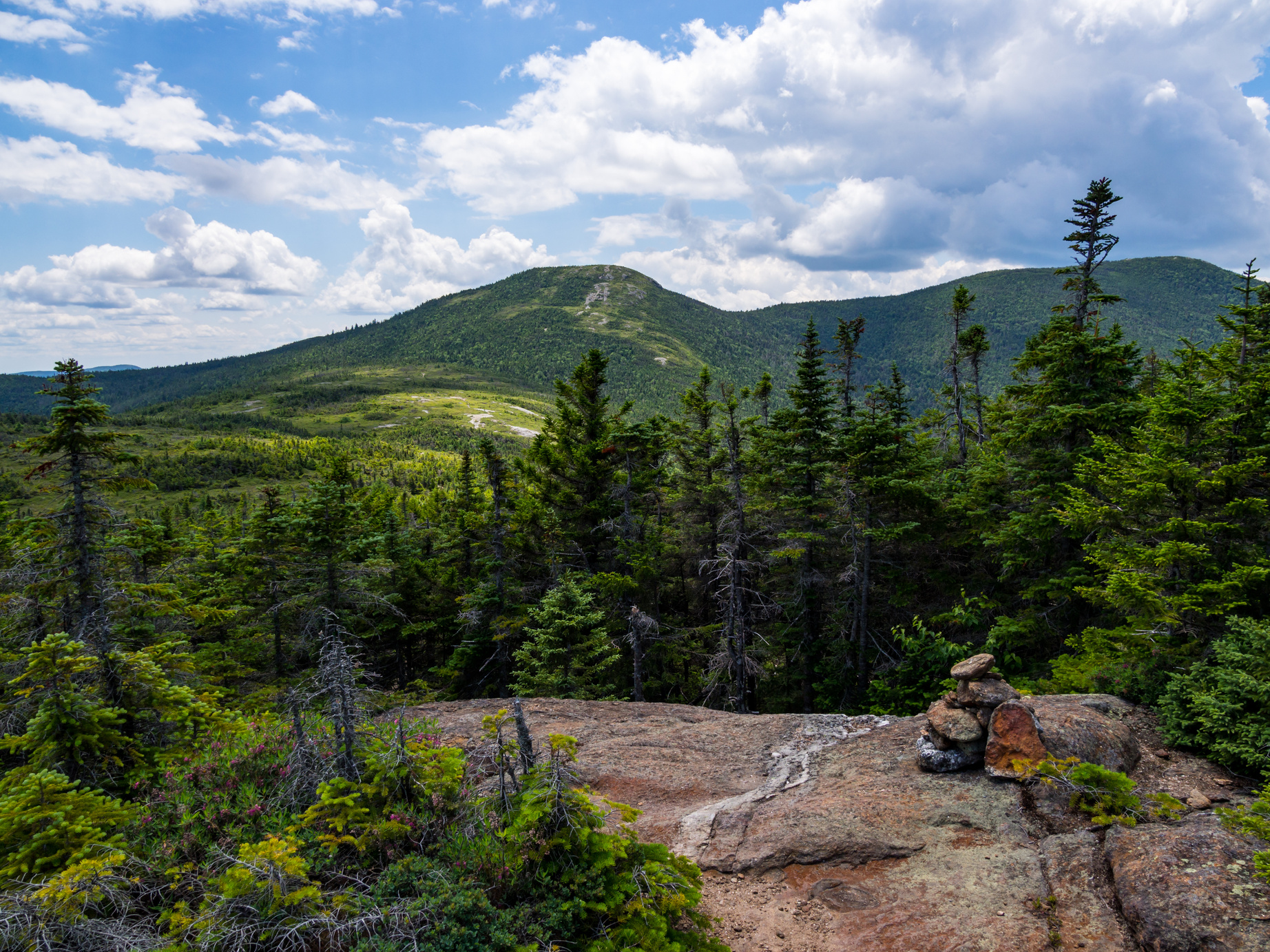 Mountain View, Rock Cairn and Forest, Mahoosuc Range, Maine
